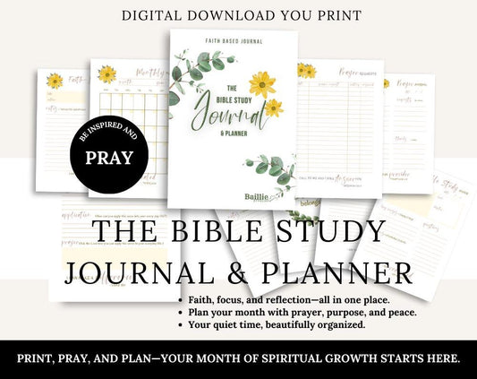 Faith-Based Bible Study Journal & Monthly Planner | Christian Prayer Journal | 1-Month Devotional Planner for Women | Scripture Study Guide